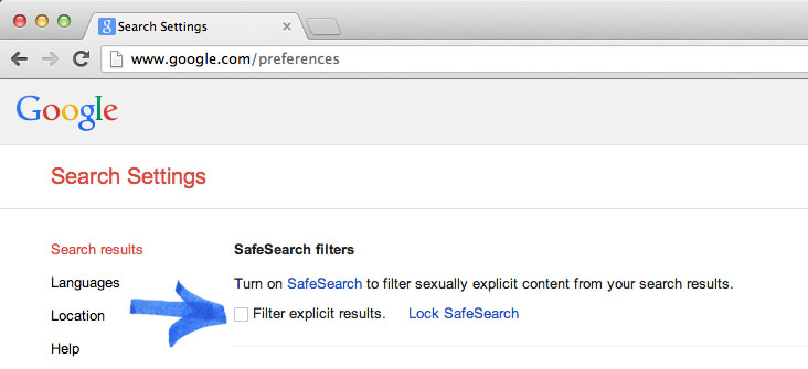 safe search on